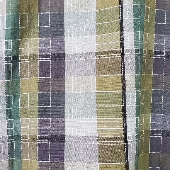 Prana Mens Short Sleeve Snap Front Shirt. Green/blue/gray plaid. Size L - Picture 3 of 5